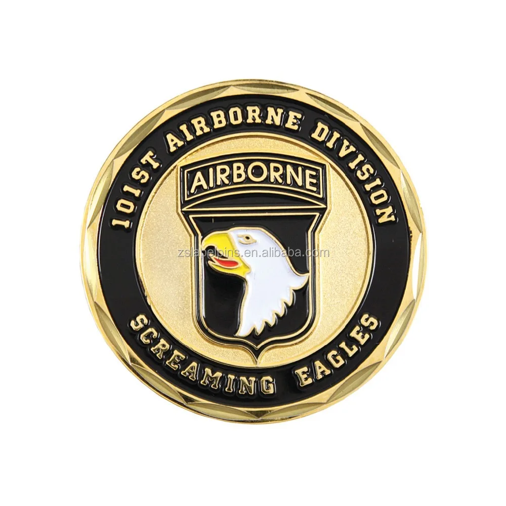 
airborme division challenge coin military coin with screaming eagles 