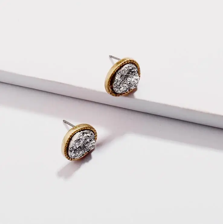 Alloy resin crystal tooth mini asymmetric female earrings crystal natural stone earrings