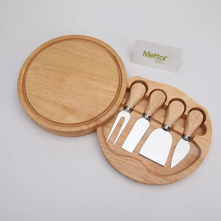
Bamboo wood Combined small cheese knife board set 