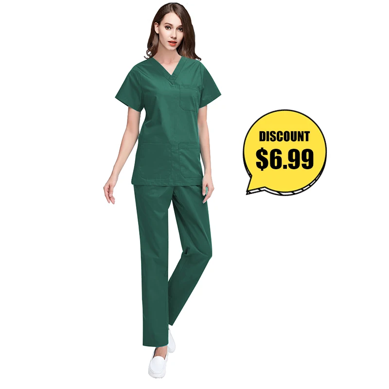 
Wholesale V neck unisex hospital uniform medical scrubs for men and women 