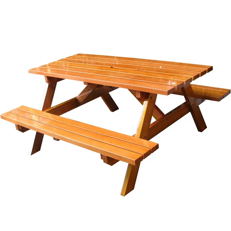Factory sale 1500mm length wooden 2 seat bench with table,wooden bench table set