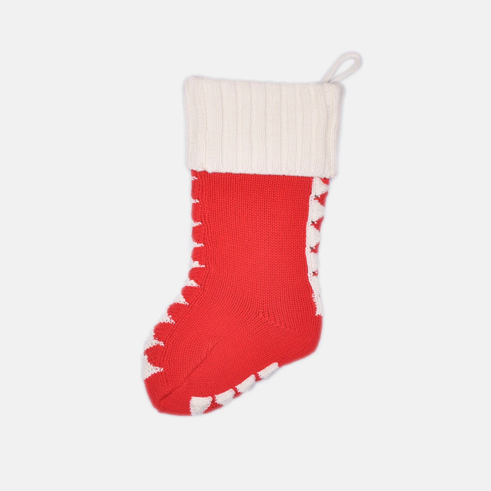 
good quality folder cuff chunky thick diamond Jacquard knitted Christmas stocking 