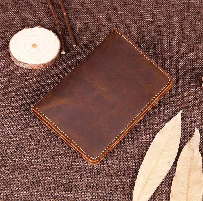 Hot Sale Crazy Horse Leather Passport Holder Man Wallet
