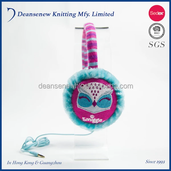 New Cute Custom 100% Acrylic Fall Winter Warm Adult Men Women Teen Multi Color Knit Earmuff With Music Speaker Headphone