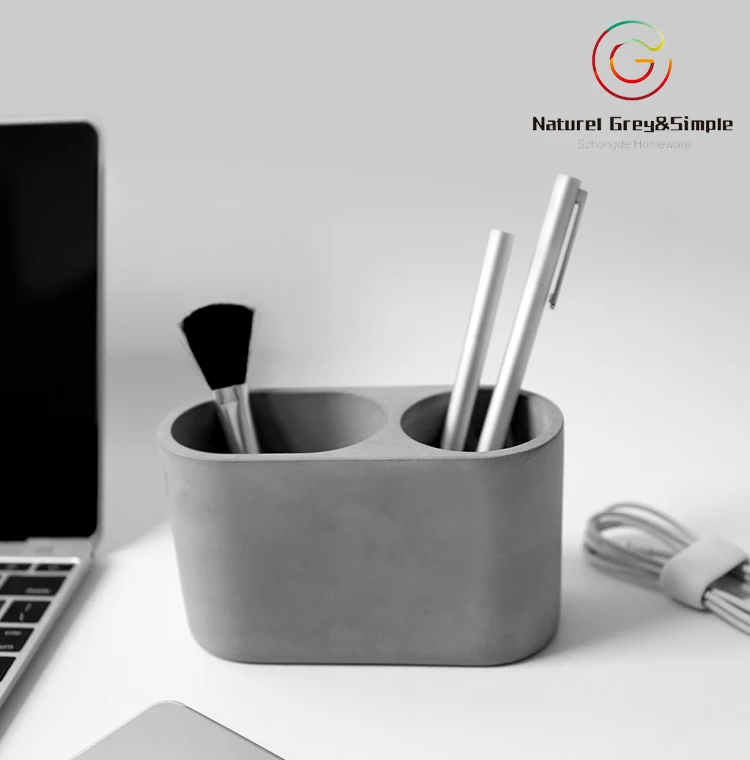 Welcome OEM/ODM Natural Concrete Cement Grey White Desk Mobile Phone Holder Pen Holder