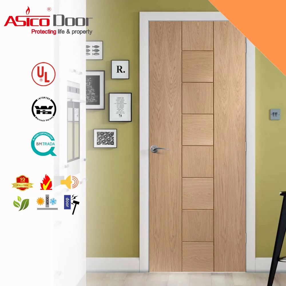 ASICO Residential Solid Wooden Fire Rated Kitchen Door With BS Standard