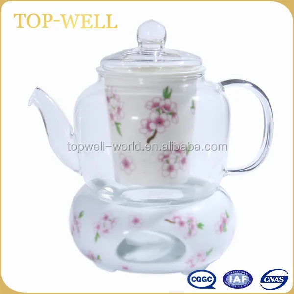 Hot sell 800ml heat resistant glass teapot with porcelain infuser made in china wholesale 600ml~1400ml