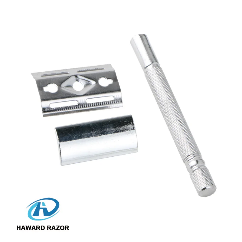 D647 customized logo acceptable sliver metal handle safety razor