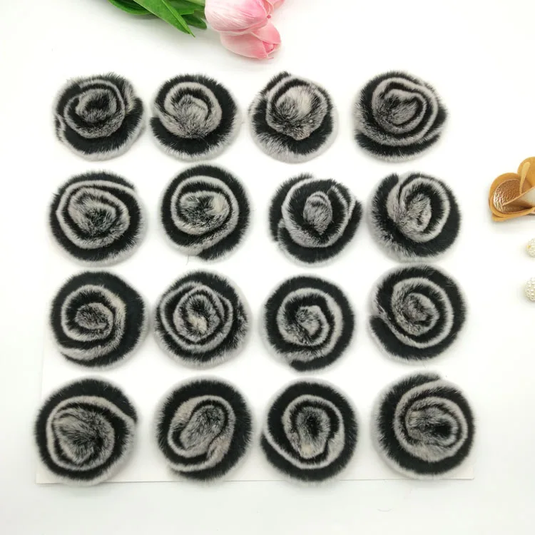 7cm Faux Fur Peony Flower Pom Pom Shape Garment Accessories