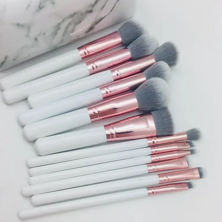 JDK makeup tools portable very Hot marble cosmetic brush set 12pcs makeup brushes with pouch for travel make up