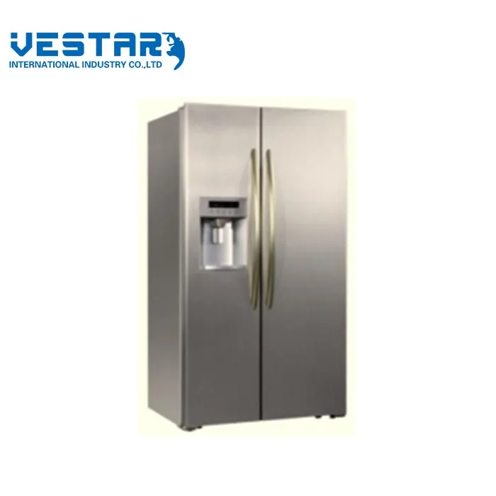 Double doors side by side refrigerators with ice maker and water dispenser