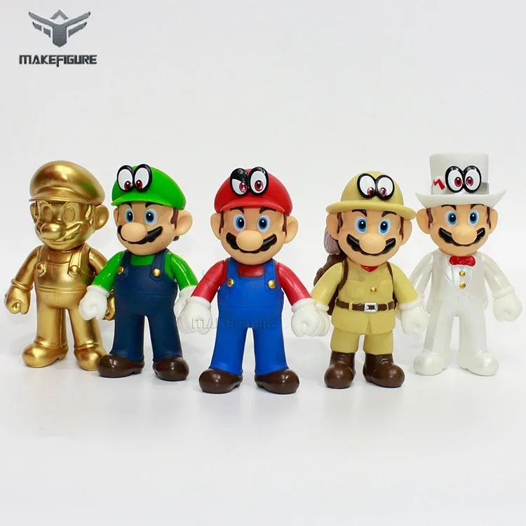 5 models of mario bro cartoon vinyl toy, old PC game character vinyl figure, ther miner mario cartoon custom vinyl toy