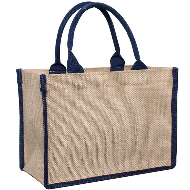 Printed Jute Biodegradable Shopping Tote Bag With Custom LOGO Wholesale