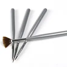 4Pcs Wooden Handle Silver Nail Art Acrylic Design Brush Pen Polish Set NB003