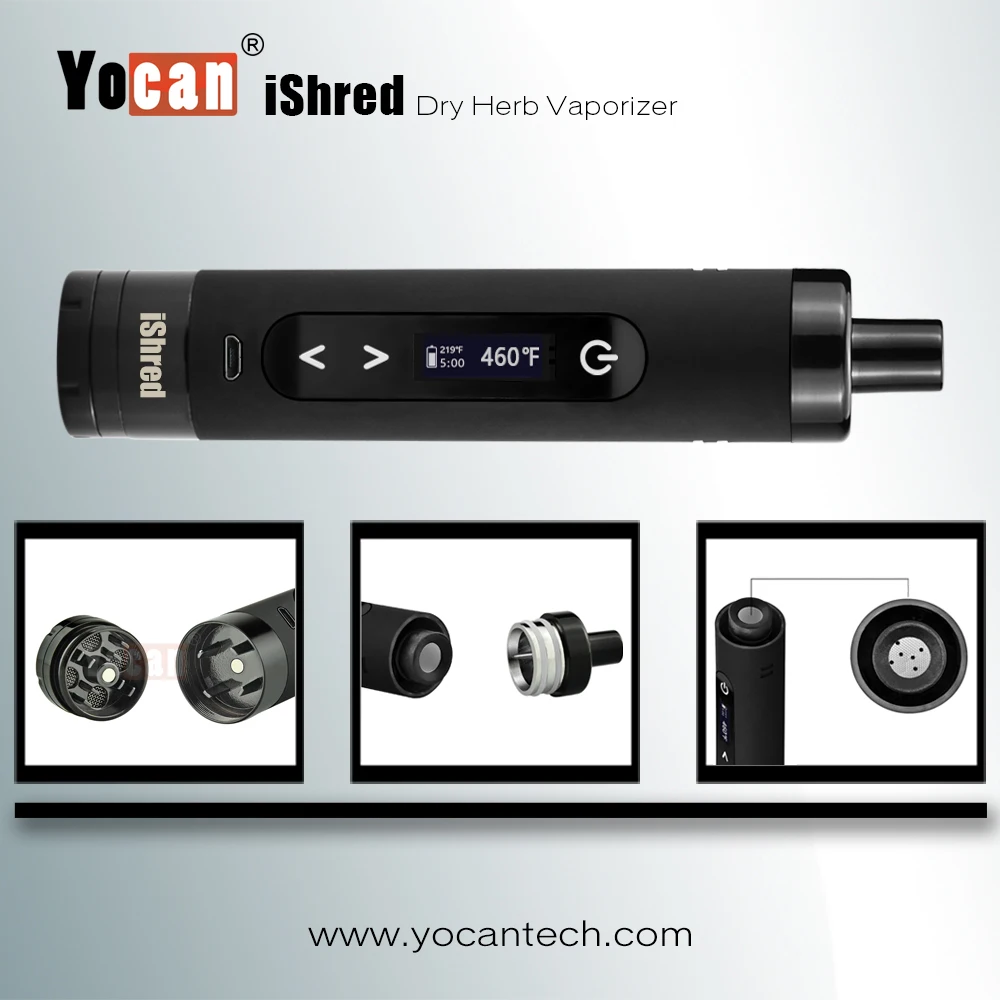 
Yocan iShred herbal vaporizer is a portable dry herb vaporizer pen designed with a built-in stirring stick and built-in grinder 