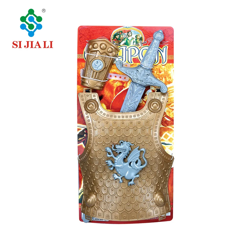 High quality plastic kids knight weapon armor and toy sword set