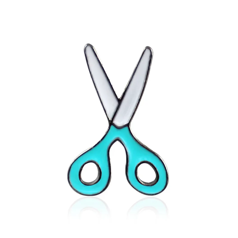 Custom Cute Small Size Personalized Hard Soft Enamel Pin Blue and White Color Custom Wholesale Mini Scissors Lapel Pin Brooch