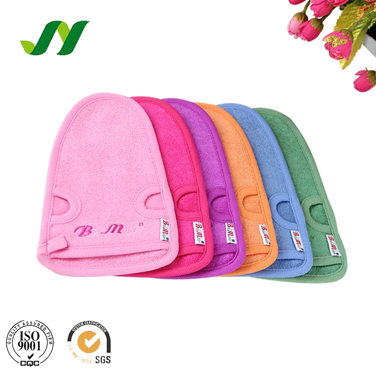 Индивидуальные вискозные шелушивающие массажные варежки для тела