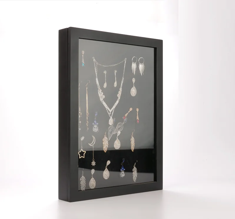 High quality jewelry frame pins large black 3d frame shadow box display case wall hanging shadow box frame