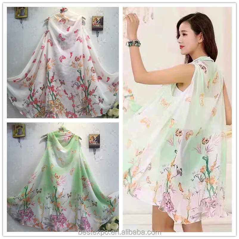 wholesale summer chiffon butterfly pattern tops women oversized beach clothing boutique silk blouses