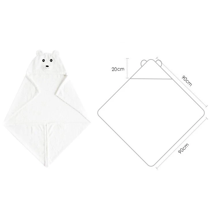 Custom organic bamboo cotton baby animals hooded towel soft baby hood towel