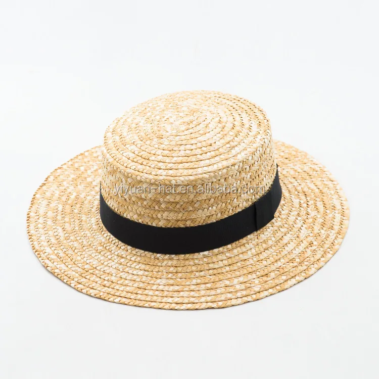 
2020 new style summer fashion wheat straw hat straw boater hat with black band 