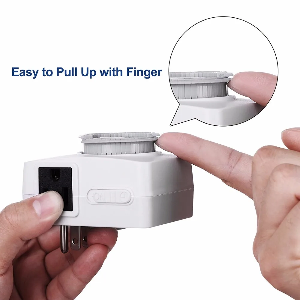 Indoor Mechanical Outlet Timer, 24 Hour Programmable Plug In Light Timer Switch for Electrical Outlets with 1 Outlet