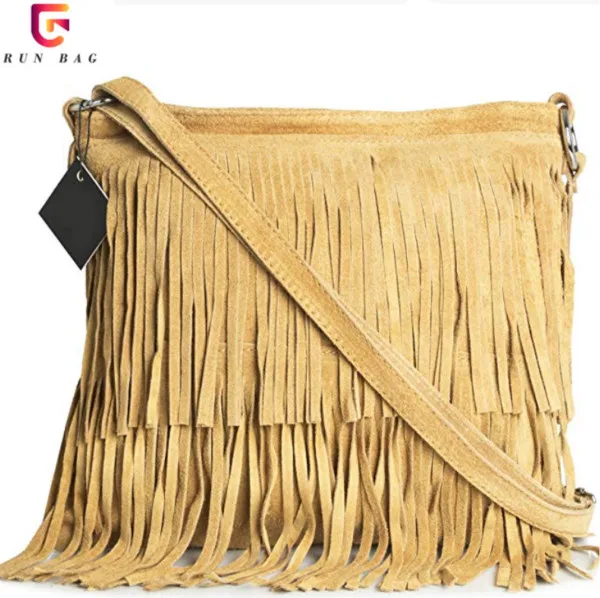 Suede Leather Women Bag Tassel Fringe Bag Hobo Bag