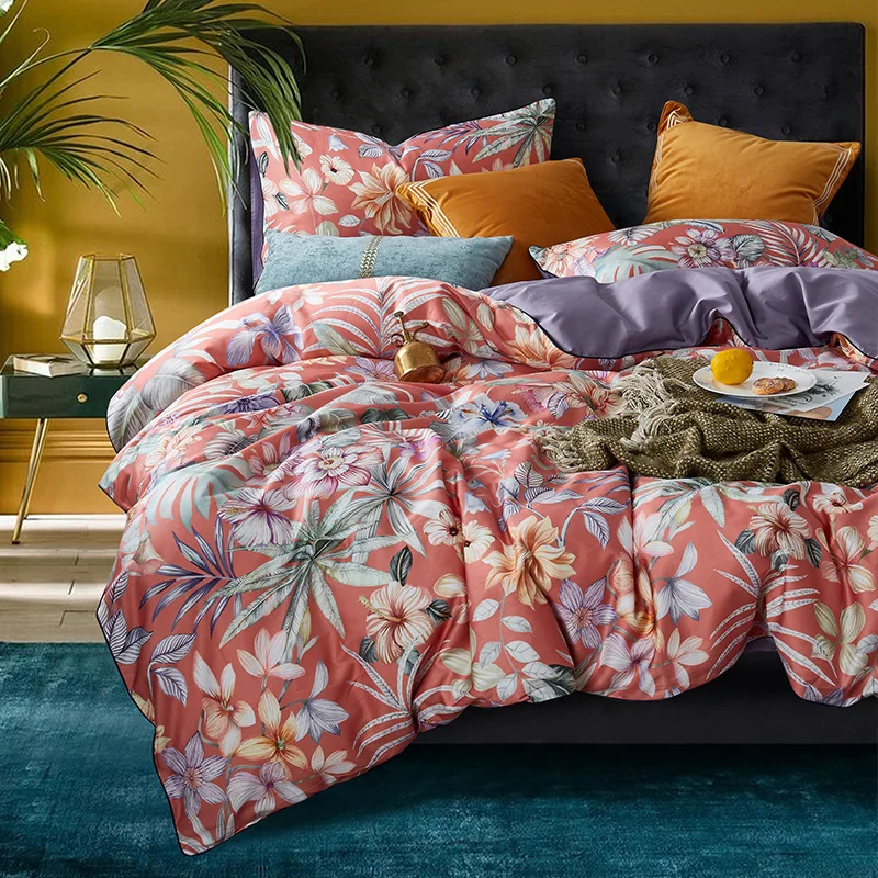 60S combed 100% egyptian cotton 3d digital print bed linen set home fitted bed sheet sets