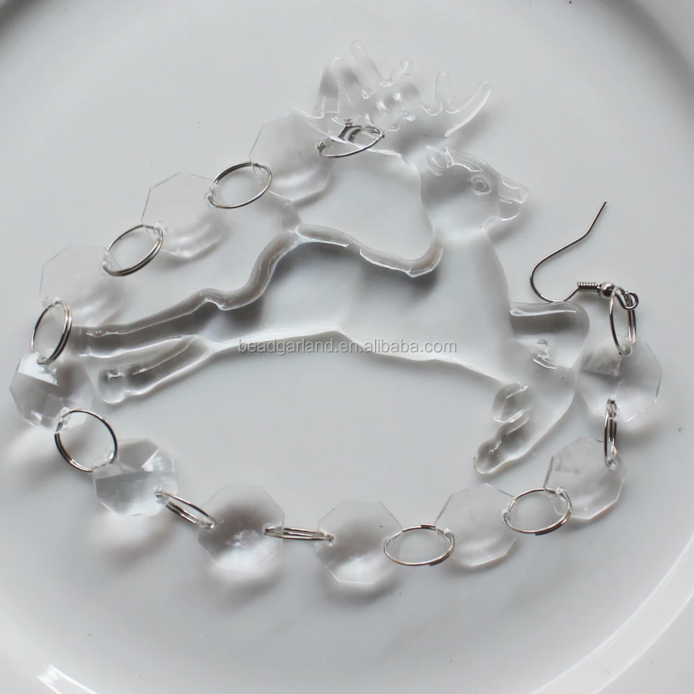 Акрил ясно 14 мм граненые восьмиугольника бусины 86 мм оленей хрустальная люстра украшение елки