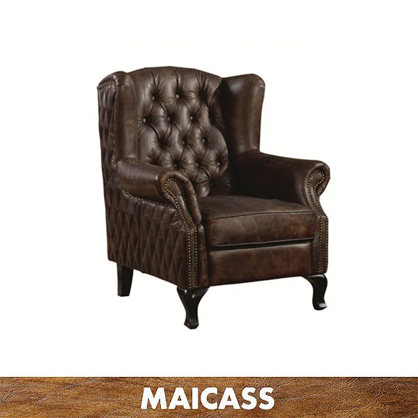 Античный Английский коричневый кожаный стул