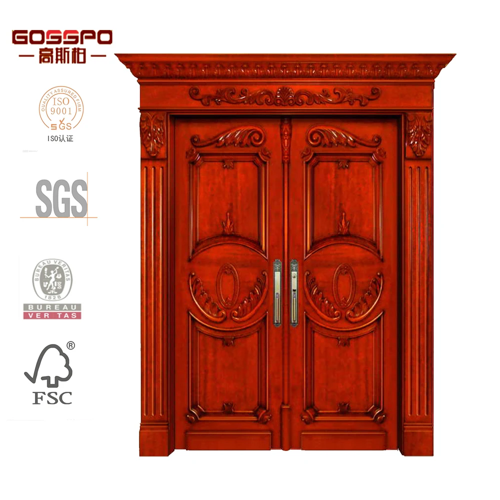 GSP1-005 Solid teak wood timber door mahogany entry carving door