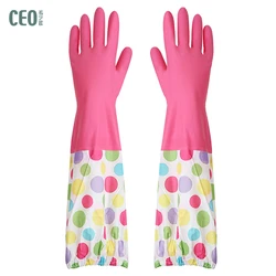 Extra long Double Layer Warm Rubber Gloves for Kitchen Cleaning
