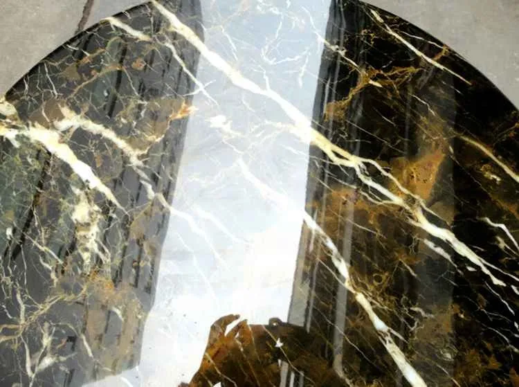 Black round marble top dining table for restaurant