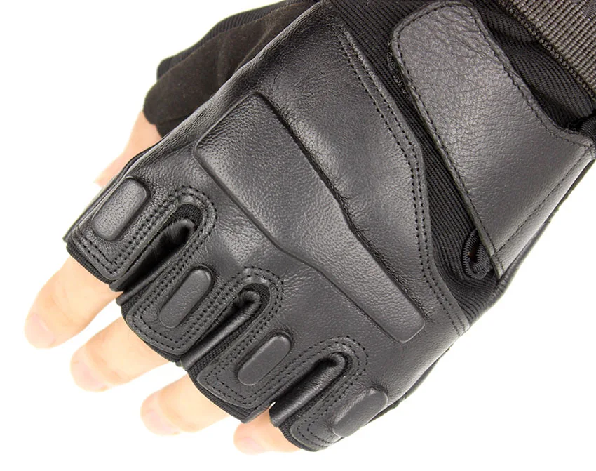 
Black Genuine Leather Goat Skin Tactical Military Shooting Airsoft Cycling Outdoor Army Gloves 