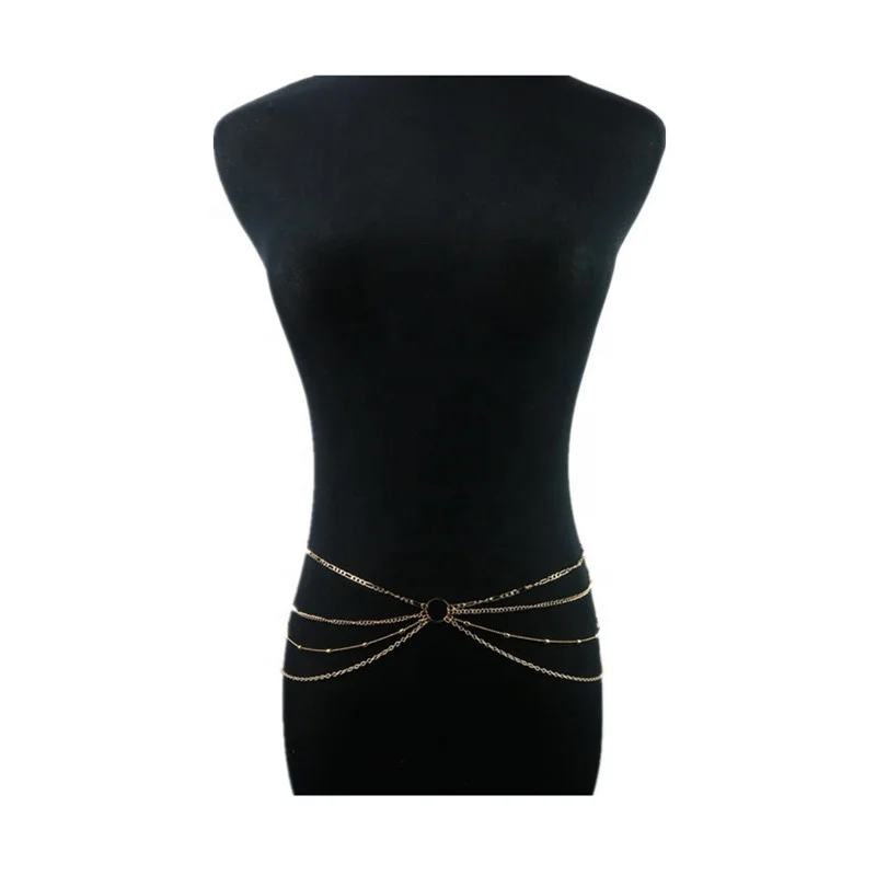 newest gold multilayer women belly indian waist chain