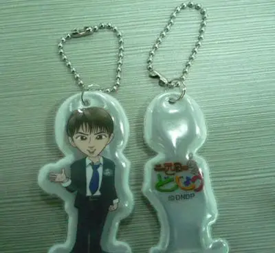 Factory Customized Shape Plastic Reflector Pendant Key Holder Diamond Shaped Reflective Keyring With Full Color Print