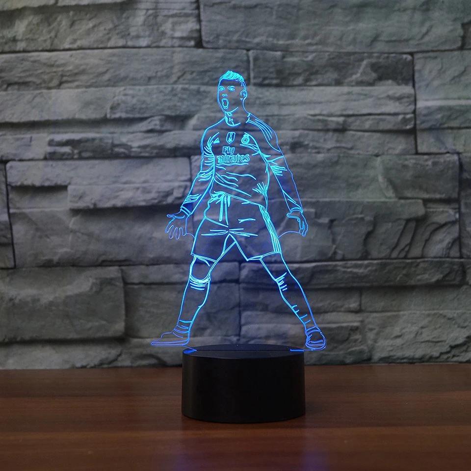 7 Colors 3D Visual Football Player Shape Night Light LED Table Lamp For Kids Baby Sleeping Lighting Home Decor Best Gift