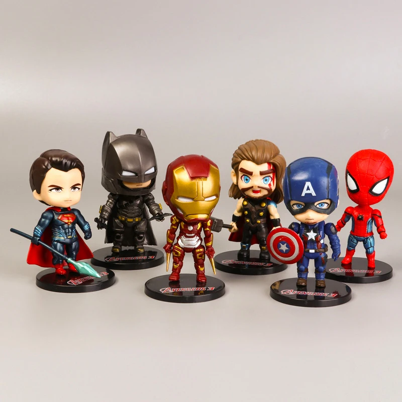 
Cute Type Marvel Superheros 3.5 inch figure toy for decoration- 6 characters in one set 