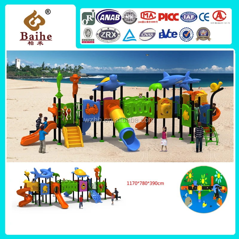 China Supplier Outdoor Playground Equipment Marine Theme Colorful Commercial Plastic Slides For Children