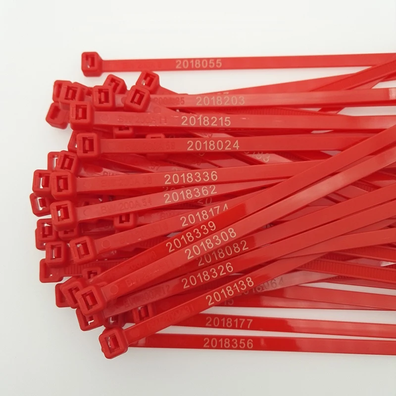 
Blue Red Nylon Numbered Zip Ties With Custom Logo 