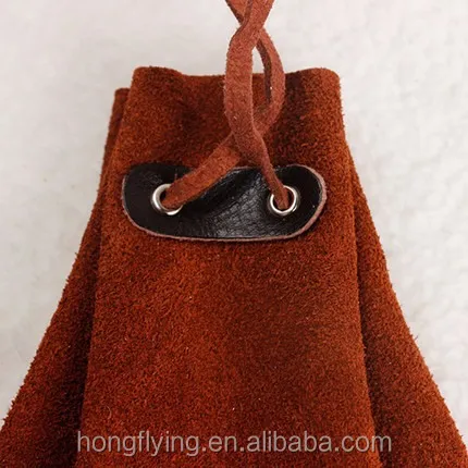 High quality cowhide suede leather pouch for jewelry