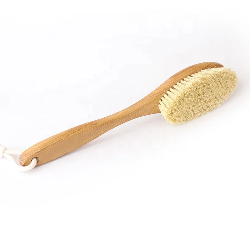 Long handle skin massaging sisal vegan body brush