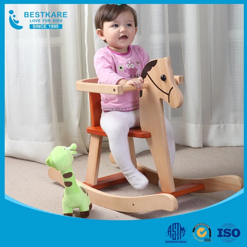 wooden baby rocking horse