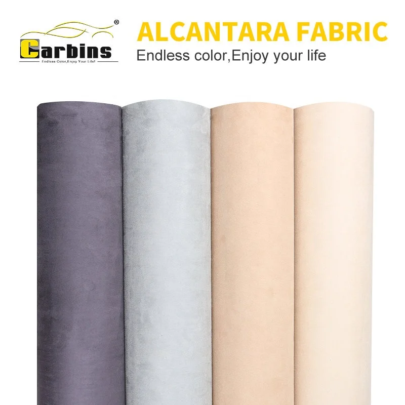 Carbins Alcantara Fabric Big Pile Car Stickers Grey Color Roll Luxury Car Interior Styling Fabric Vinyl Wrap Alcantara Wrap