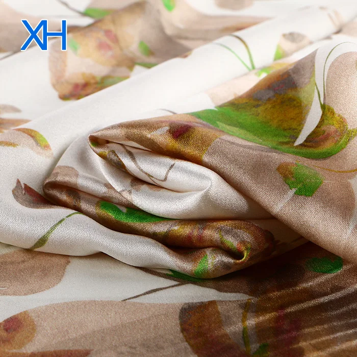 
2019 Hot Sale Washed Silk Fabric Pure Printing Satin Wholesale with Low Minimum by Xinhe Textiles 