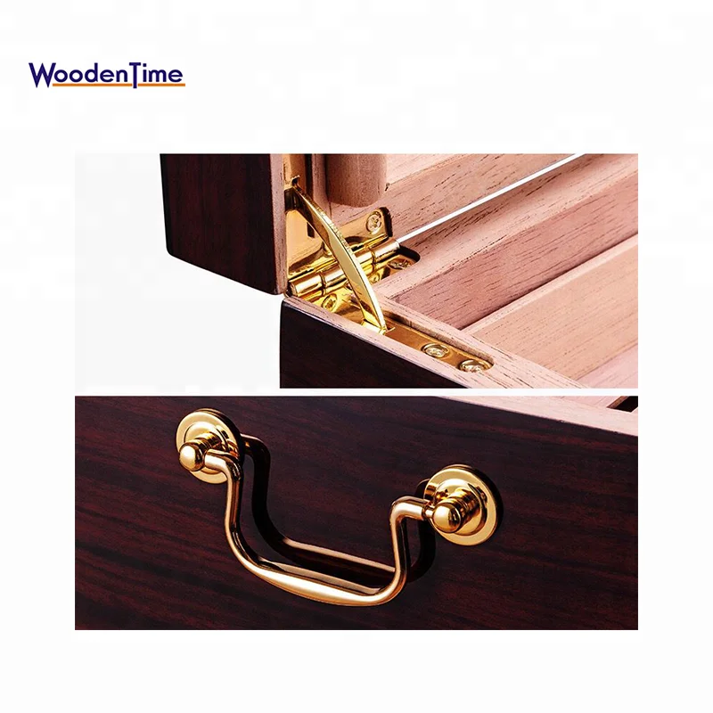 Factory Price customized cedar wood premium handmade humidor with real veneer wooden cigar humidor box