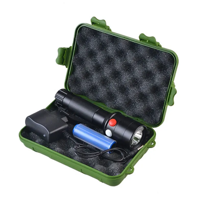 White Red Green LED Tricolor flashlight 18650 Rechargeable Railway Signal Lamp Torch