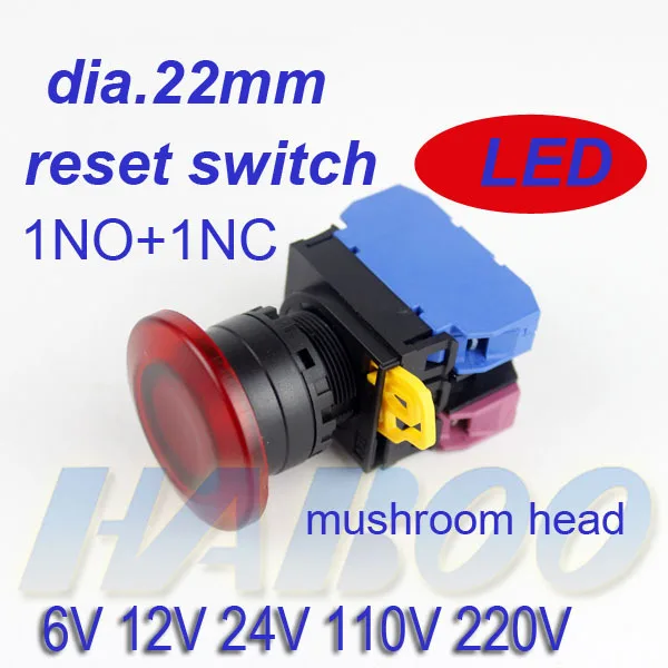 12 вольт кнопочный переключатель dia.22mm LED круглой головкой мгновенное переключение