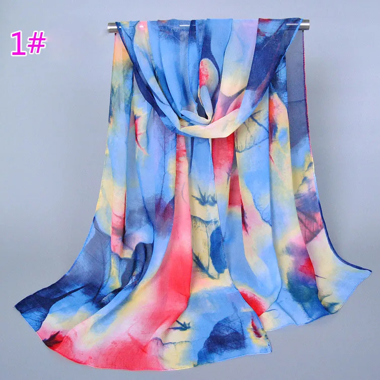 Wholesale Fashion Ladies Summer Printing Chiffon Sunscreen Scarf Holiday Beach Silk Shawl Hijab